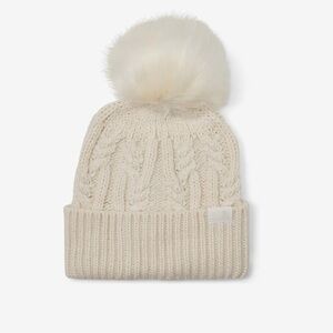 NWT The North Face Oh Mega Fur Pom Beanie - Women's. Ivory cream